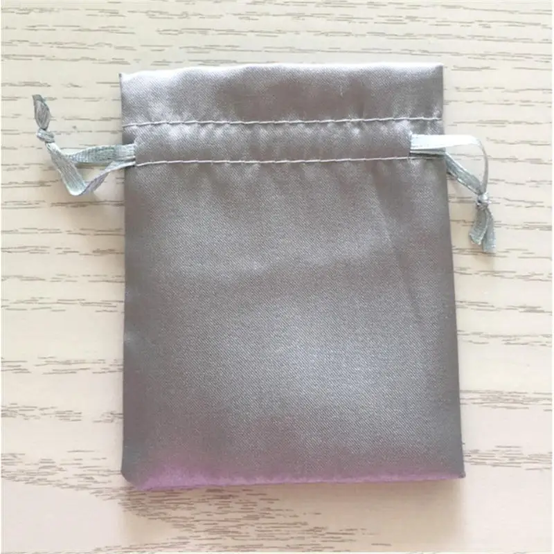 

50pcs/Lot Gray Satin Bags 8x10cm Small Jewelry Coins Gifts Packaging Bags Wedding Party Favors Drawstring Gift Bag Pouches