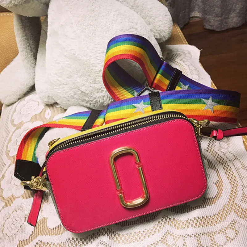 

10 Style Colorful Wide Straps Shoulder Messenger Bags High Quality Genuine Leather Women Clutch Purses