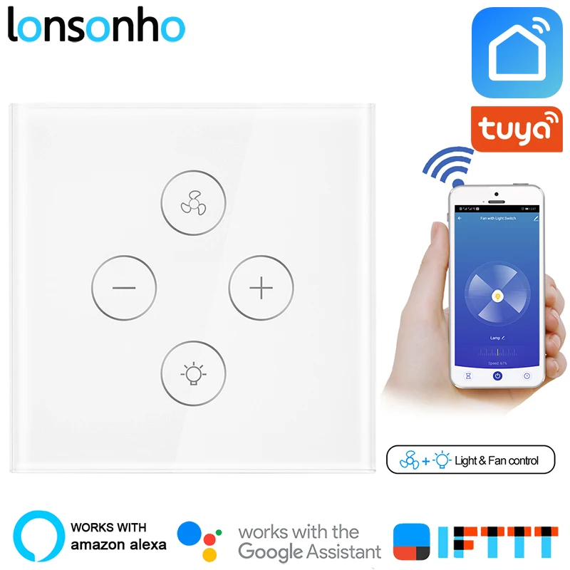 Lonsonho Tuya Smart Life App Wifi Smart Fan Light Switch