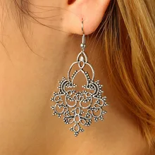 LUSION винтажные длинные серьги-кольца с цветами для женщин креативные геометрические массивные Серьги Висячие модные ювелирные изделия трендовые Новинка