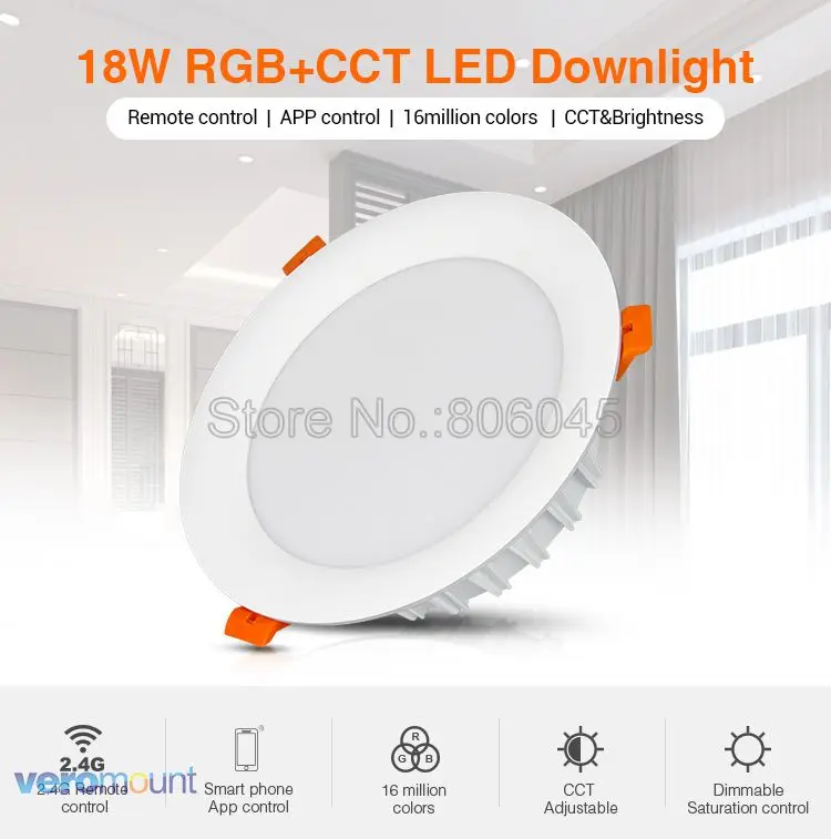 Milight 6W 9W 12W 15W 18W 25W RGB+CCT LED Downlight Ceiling Spotlight AC110V 220V FUT060 061 062 063 064 065 066 068 069