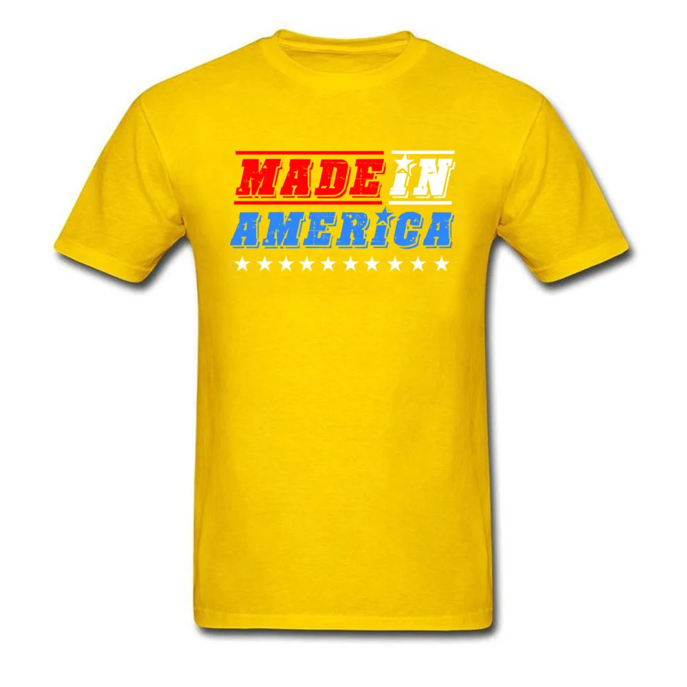 MADE IN AMERICA Special Printed Tops & Tees Crewneck NEW YEAR DAY 100% Cotton Short Sleeve T-shirts for Men Geek Top T-shirts MADE IN AMERICA yellow