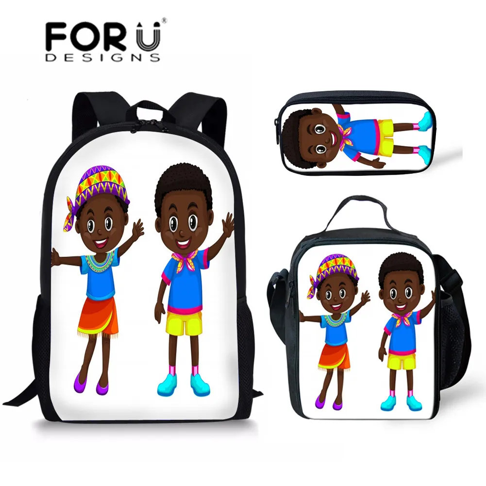FORUDESIGNS Mochila Escolar черные школьные сумки с принтом в африканском стиле для мальчиков