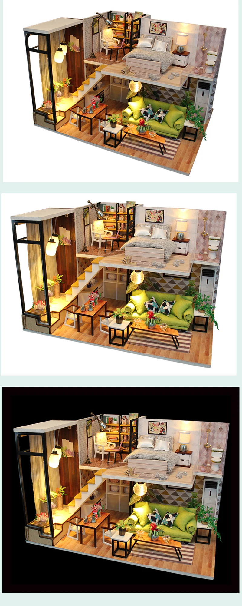 С возможностью креативного самостоятельного выбора между кукольный дом Миниатюрный с мебелью 3D деревянная модель дома ручной работы игрушки Детский подарок романтический Nordic M030# E