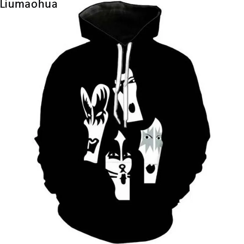 Hip Hop 3D Hoodie Men's Sweatshirt Winter Black Hooded Sweatshirt Four Masks Cosplay Neutral Tops