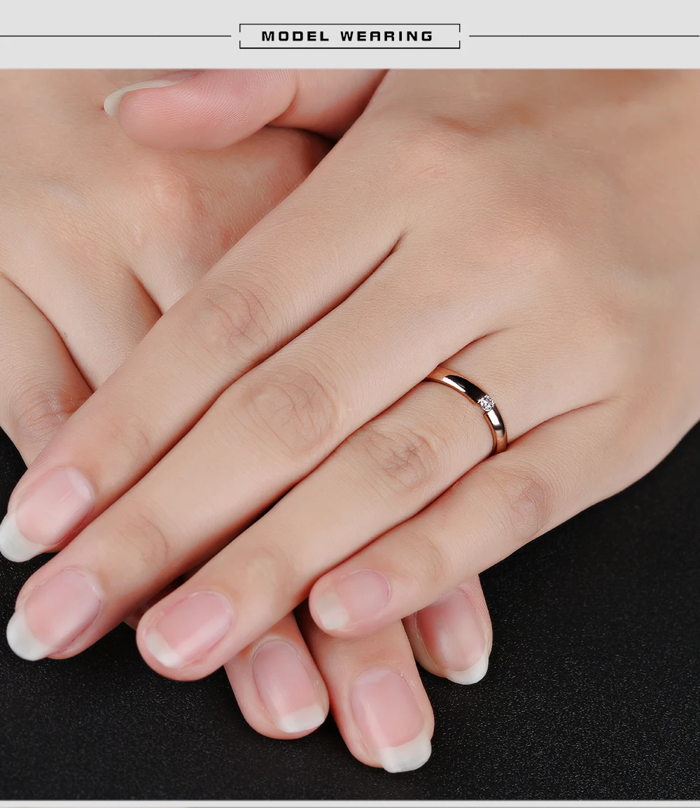 AENINE кольцо с одним кристаллом для женщин розовое золото/белый/черный цвет нержавеющая сталь Свадебные обручальные ювелирные Кольца Подарочные AR19101