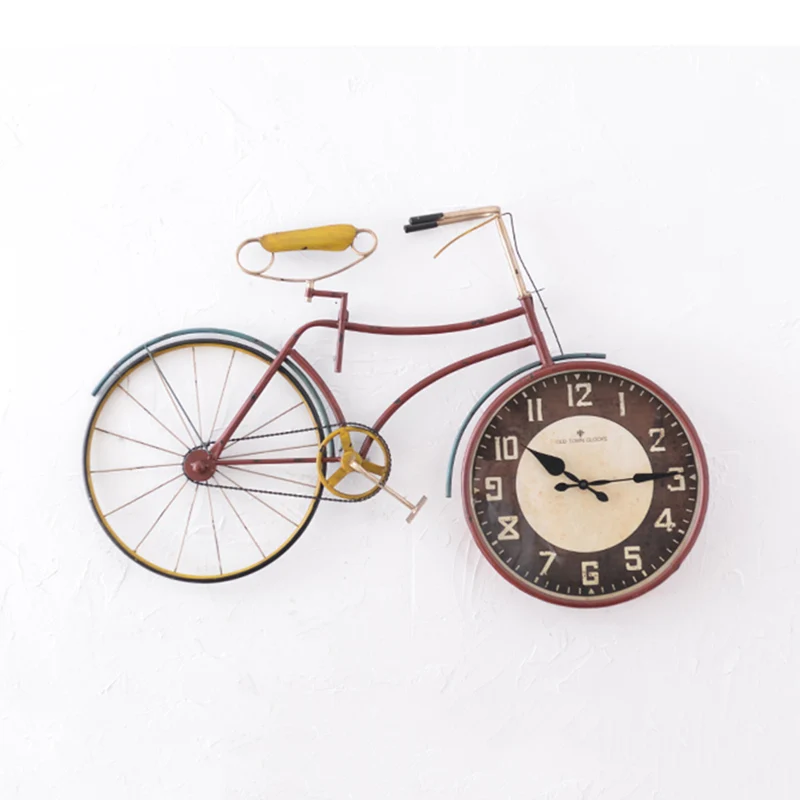 Retro bicicleta creativa colgante Reloj de pared decoración de sala de estar colgante reloj Vintage adornos personalidad decoración del hogar Accesorios Retro bicicleta creativa colgante Reloj de pared decoración de sala de estar colgante reloj Vintage adornos personalidad decoración del hogar Accesorios