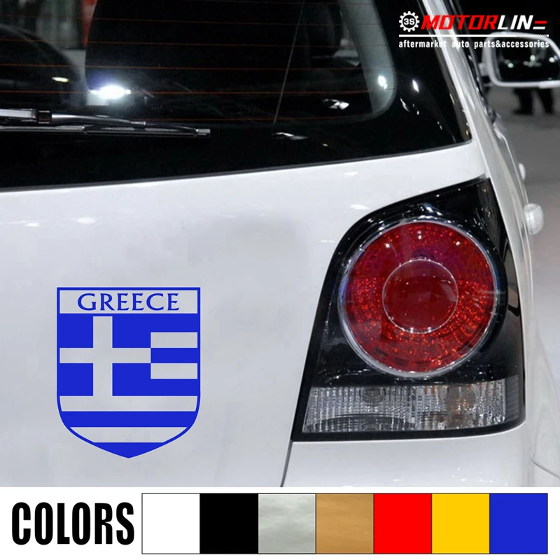 

Greece Flag Shield Decal Sticker Car Vinyl Greek pick size color no bkgrd b