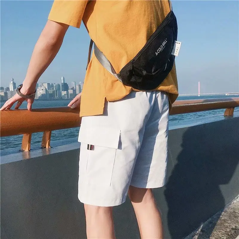 

outdoor 2019 summer hip hop street big pocket ealstic waist cargo overalls loose hiking camping sport climbing teenagers shorts