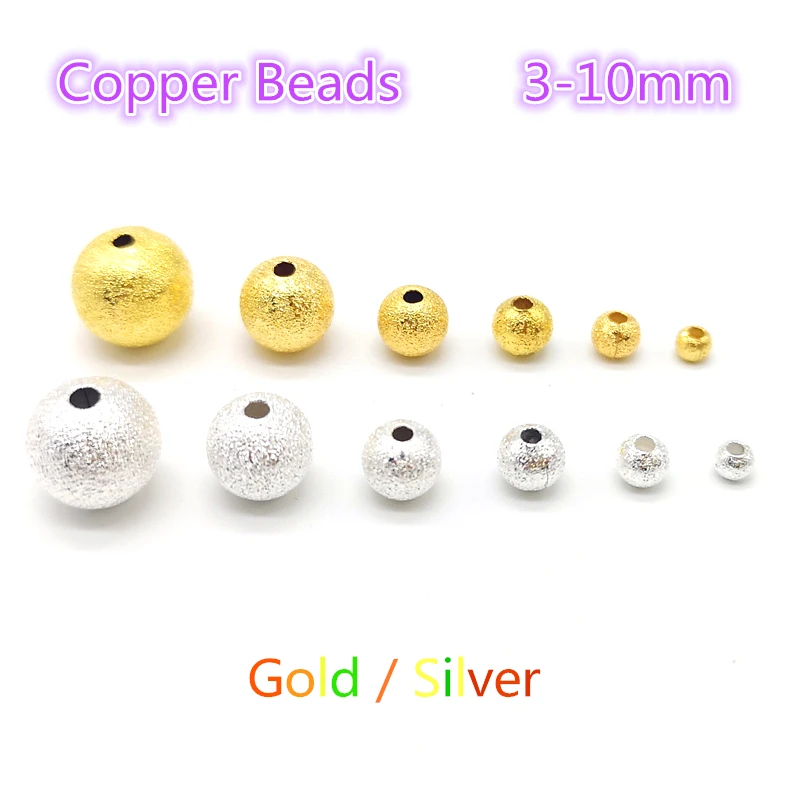 

Jewelry Findings DIY Silver Gold Copper Metal Beads Round Spacer Frosted Ball End Seed Beads Necklace Bracelet Jewelry Making