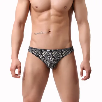 

Sexy Underwear Men Briefs Shorts Black Leopard Panties Male Low Waist U Convex Pouch Underpants cueca calzoncillos M-XXL