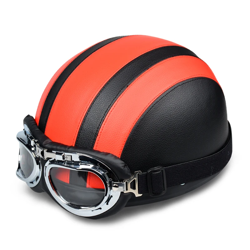 Новинка, мотоциклетный шлем, велосипедные шлемы, мотоциклетный шлем для женщин и мужчин, винтажный мотоциклетный шлем в стиле ретро - Цвет: Red