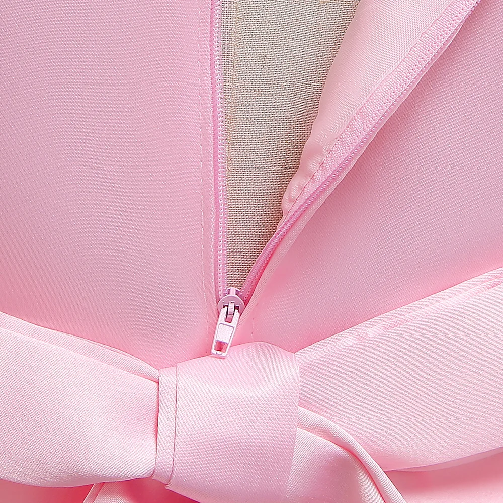 Симпатичные 2019 детские розовые атласные шапки рукавом SatinFlower платья для девочек свадебное Формальное вечернюю Нарядное платье