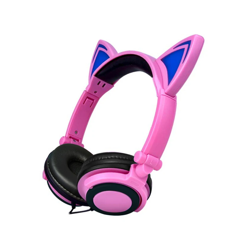 Pliable Chat Casque Lumière Led Gril Musique Casque Fille Ordinateur