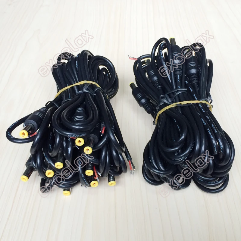50PCS/Lot 100cm 5.5x2.1mm DC12V Power Supply Cable Male Jack Plug Connector CCTV Security Camera 1m 12V DC Power Lead Pigtail