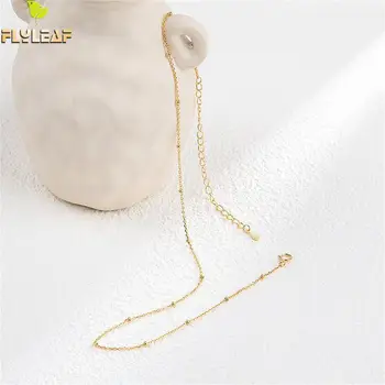 

Flyleaf Ins Style Beads Necklaces 18k Gold real 925 Sterling Silver choker Necklace for Women Simple Fashion Chain Fine Jewelry