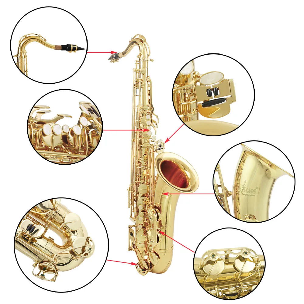 Латунный Bb тенор саксофон с резным узором жемчужно белый корпус кнопки Sax Tenor