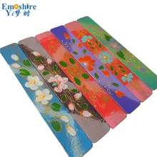 Тик окрашенные Закладки бамбука Творческий Винтаж росписью цветок Закладки полный роспись цветы Закладки для школы и офиса M101