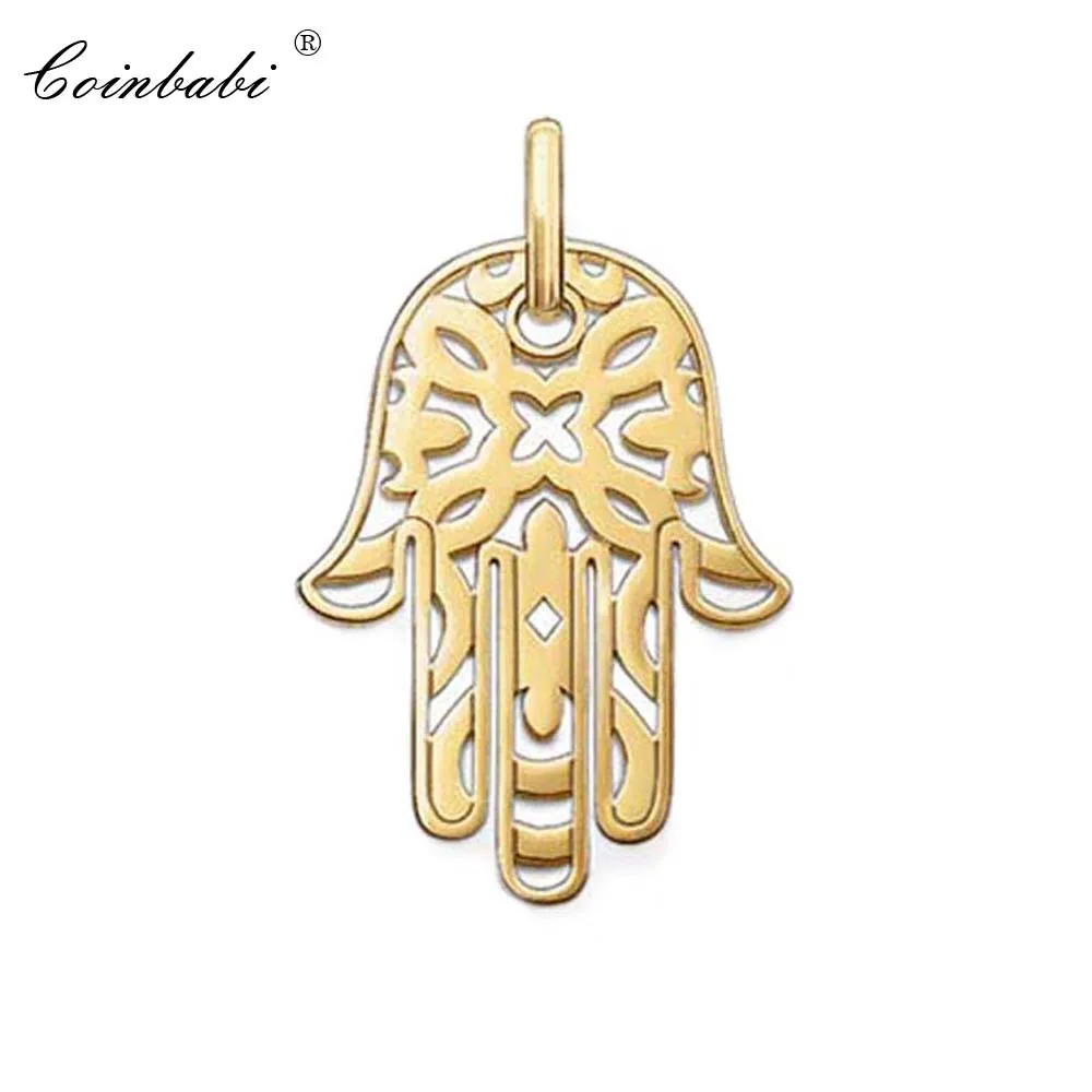 

Pendant Hand Of Fatima For Women And Men Fashion Trendy Pure Gold Color Gift Thomas Style Fathion Pendant Fit Link Necklace