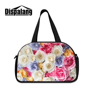 

Dispalang cute colorful rose travel duffle bags for girls women's luggage travel handbags with independent shoes pocket trip bag