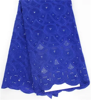 

2017 african swiss lace cotton fabric with rhinestones high quality dry lace for women&kids clothing wholesale 5yard/lot