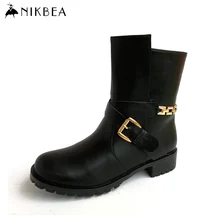 Nikbea Handmade Fashion Damen Stiefel Winter 2016 Mode Motorradstiefel Frauen Herbst Schuhe Gothic Botines Mujer Kurze Stiefel