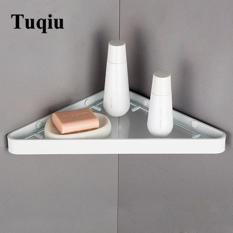 

Corner Shelf Black/White/Silver Bathroom Shelf Aluminum Glass Shelf Wall Mounted triangle Shower Caddy Rack Bath Accessories