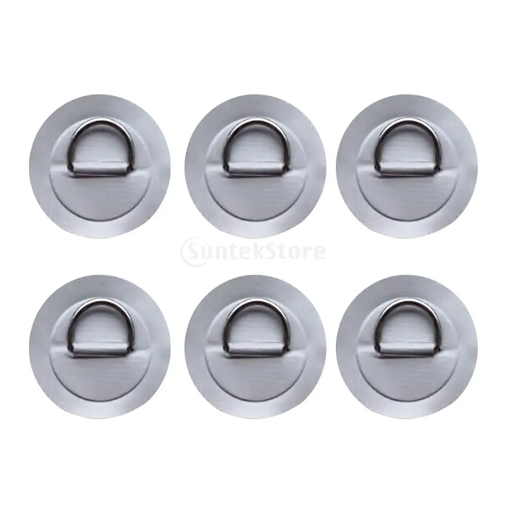 6pcs/set 8cm 316 Stainless Steel D Ring Pad/Patch for PVC Inflatable Boat Raft Dinghy Canoe Kayak Surfboard SUP