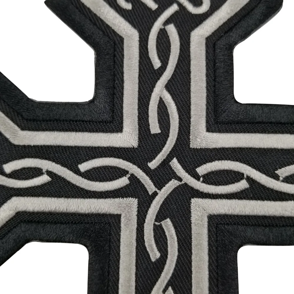 Cross Biker Vest Rider Motorcycle Embroidered Iron On Back of Jacket Patch Black twill fabric Free Shipping DIY Eco-Friendly(4)