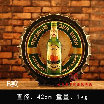 

BEER Large HD Beer Cover Tin Sign Logo Plaque Vintage Metal Painting Wall Sticker Iron Sign Bar KTV Store Decorative 42X42 CM