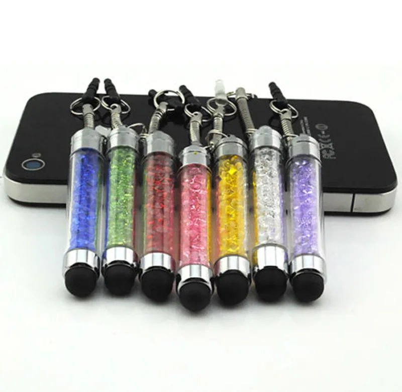 

Mini Crystal Stylus Touch Screen Pen Capacitive Stylus 3.5mm Dust Plug Cap 2in 1 For iPhone Tablet Android