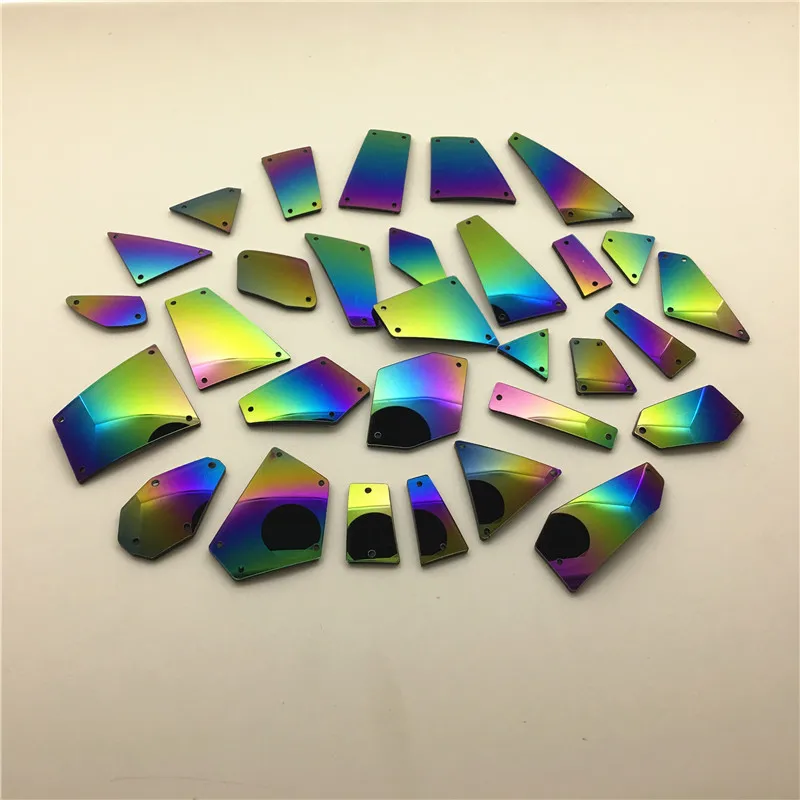 

TopStone Rainbow Mirror sew on rhinestones acrylic Sew-on Stone for Dress clothing accessories