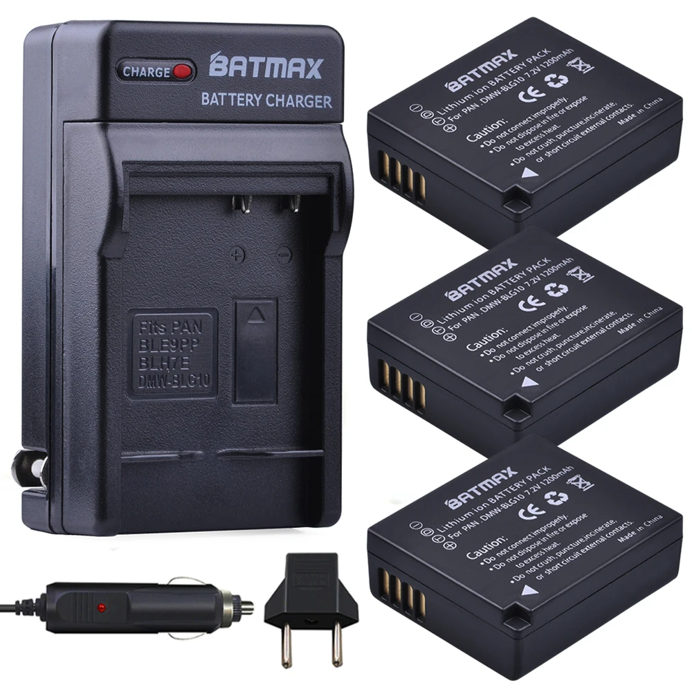 Batmax 3Pcs Dmw-Blg10 Blg10E Dmw-Blg10Pp Batteria + Caricabatterie Digitale Per Panasonic Dmc-Gf6 Gf3 Gf5 Gx7 Gx80 Gx85 Gx7 Mark Ii, Dmc Tx1