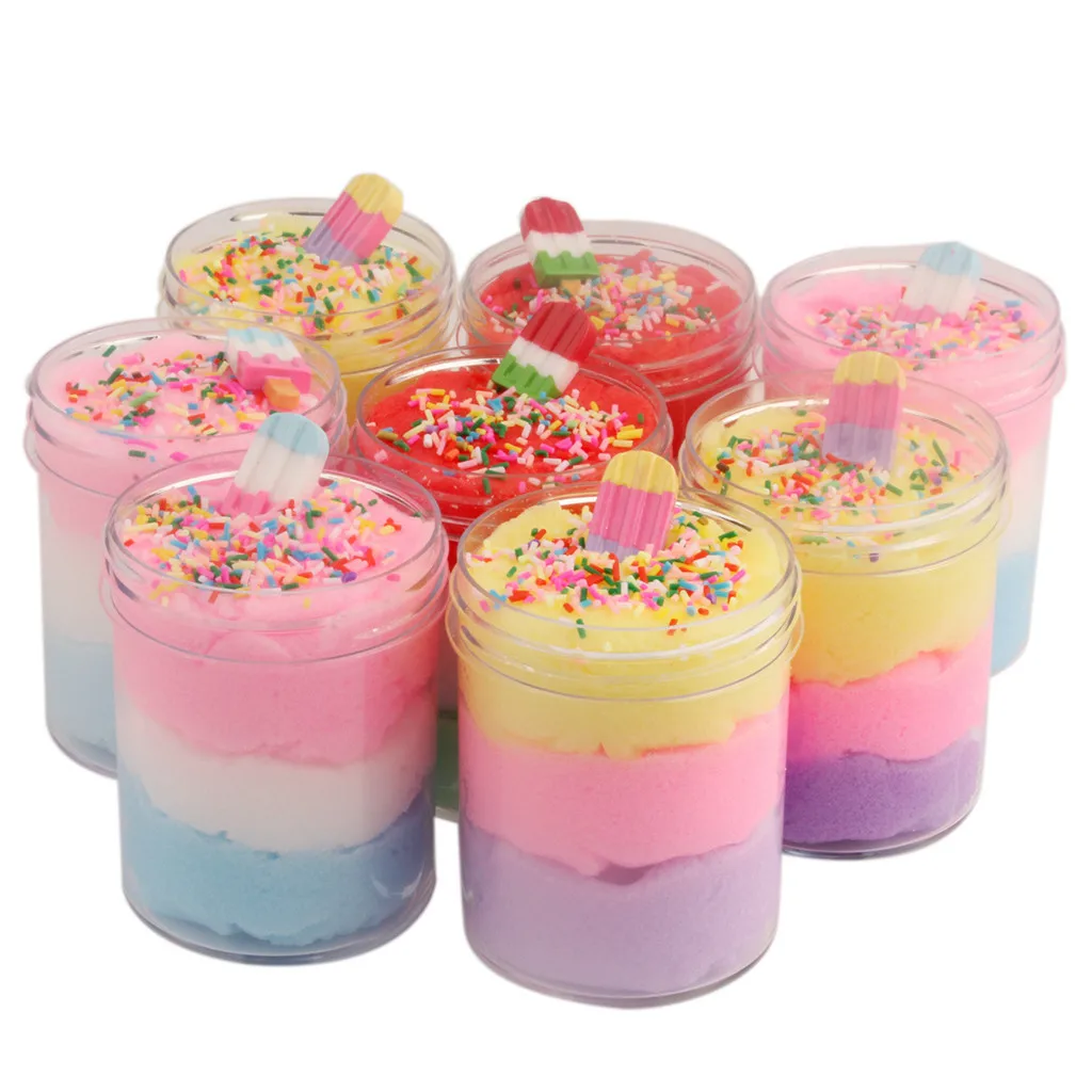 

8Pcs Ice Cream Clay Slime DIY Crystal Mud 6Color Mixing Mud Relief kids Slime Toy Imagination Education Creativity 120ML C522