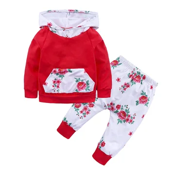 

KIDS TALES2020 new children's wear cute girl hooded printing long-sleeved sweater pants + two-piece suit