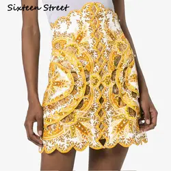 Женская юбка миди с золотым принтом с открытой спиной, винтажное Сексуальная короткая юбка женские юбки женские Подиумные