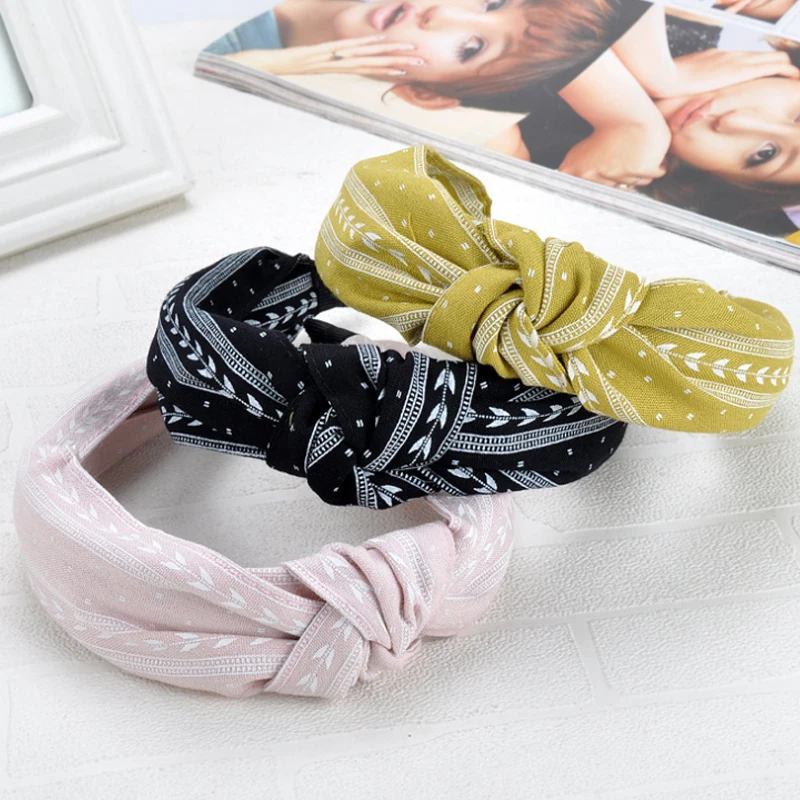 

1PC New Wide Floral Hairband Solid Hair Accessories Women Girl Cloth Twist Novelty Hair Band Headband Diverse Fashion Bowknot