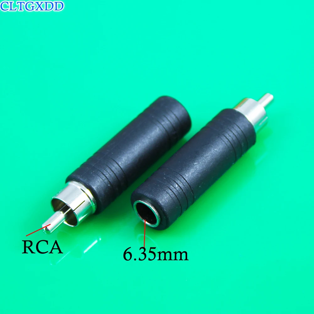 Никелированный RCA штекер к 6 35 мм 3-полюсный стерео гнездовой адаптер аудио M/F