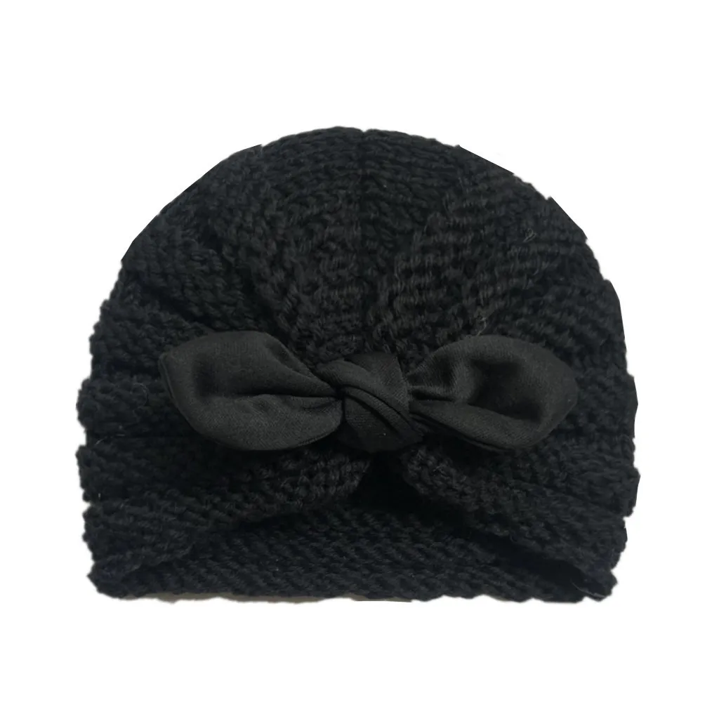 TELOTUNY/Вязаная хлопковая шапка для новорожденных, шапка для маленьких мальчиков и девочек, вязаная теплая шапка-тюрбан с узлом, зимняя теплая шапка головной убор, шапка ZS12