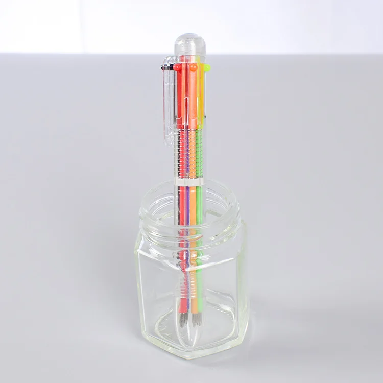 Criativo Seis-cor Esferográfica Caneta Bonito Multi-cor Bola Ponto Imprensa Cor Óleo 6 Recargas Escrita Material Escolar 50 Pçs 2 High Quality Material escolar e de escritório