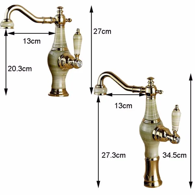 Кран для раковины золотой Латунный нефритовый корпус 360 градусов Поворотный кран для ванной комнаты с креплением на стену столешница смеситель для воды LH-17040