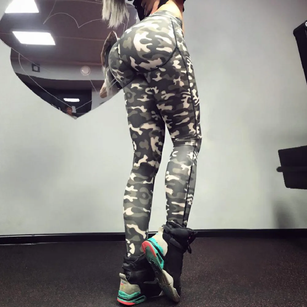 

2018 Women Workout Fitness Yoga Pants Sexy Hips Push Up Leggings Camouflage Printed Female Gym Running Compression Sport Tights