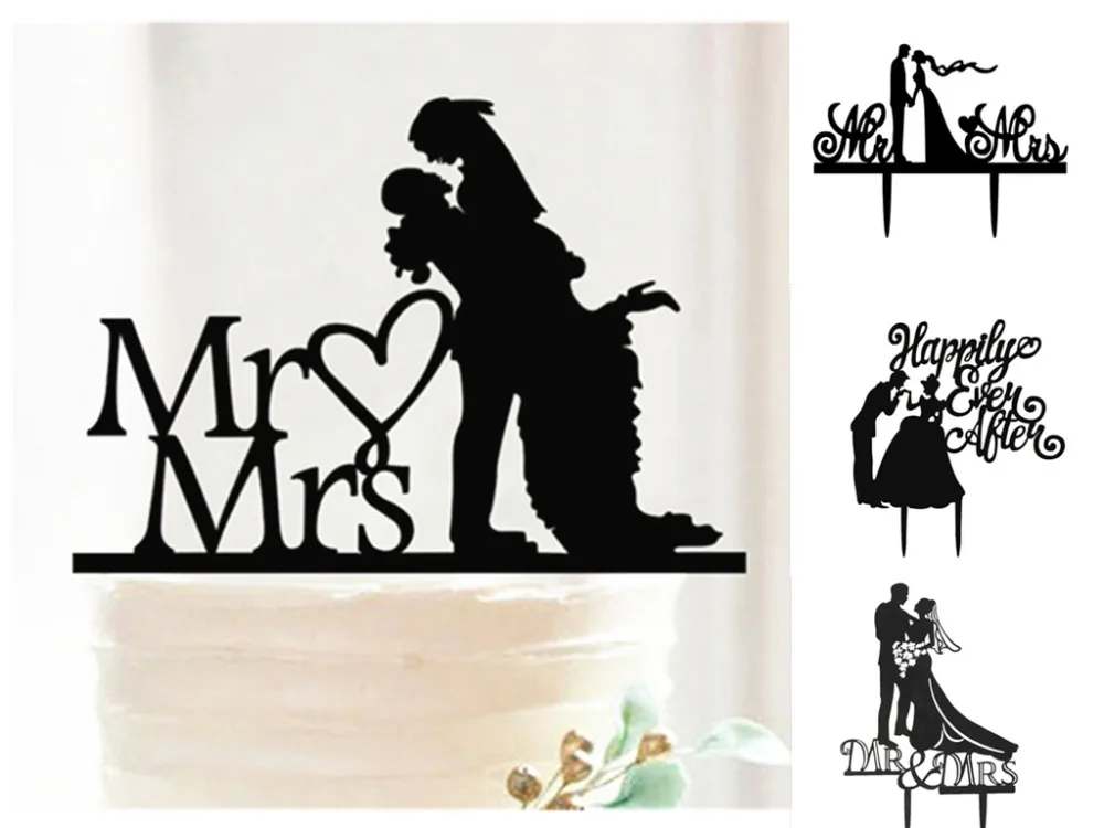 

Mr&Mrs Bride Groom Kiss Cake Topper Acrylic Elegant Wedding Engagement Proposal Party Decoration Kids Party Supplies Cake Decor