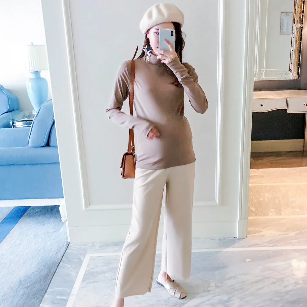 

Pregnant women wearing wide-leg pants 2018 new fashion maternity dress nine pants casual pants straight stomach lift pants