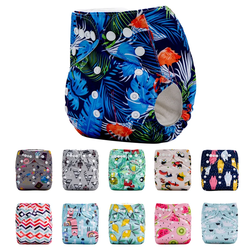 

10 Pieces Baby Nappies Sets Washable Diapers Super Dry Baby Pocket Cloth Diaper