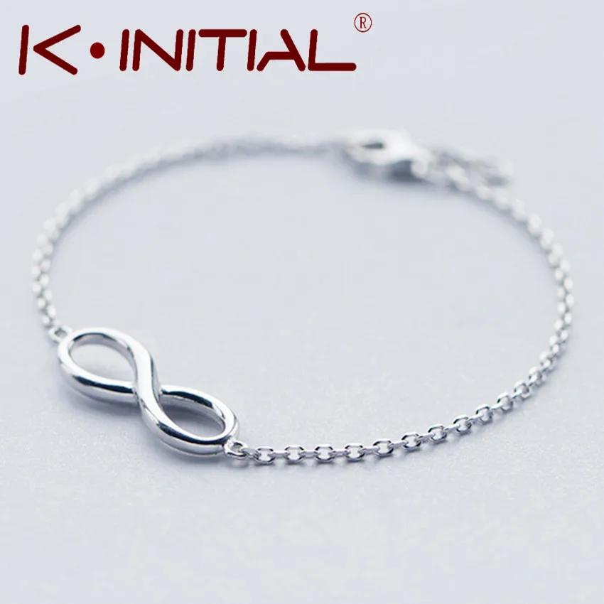 

Kinitial Lover Infinite Knot Bracelet Bangle 925 Sterling Silver Cross Bracelets Women Cuff Chain Adjustable Jewelry Gift