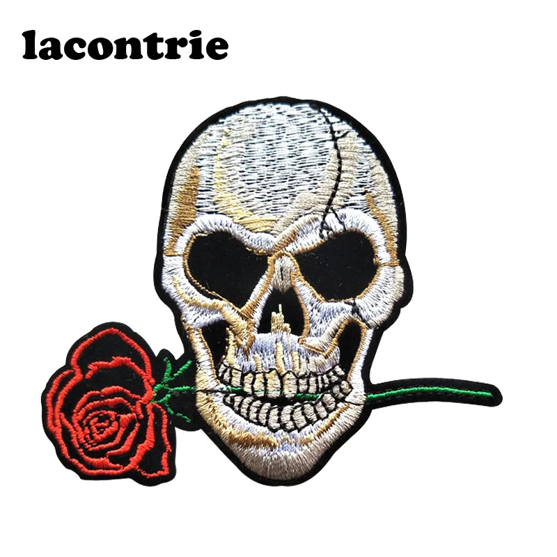1 шт. наклейки на одежду в стиле панк|skull rose patch|patches for clothing ironrose patch |