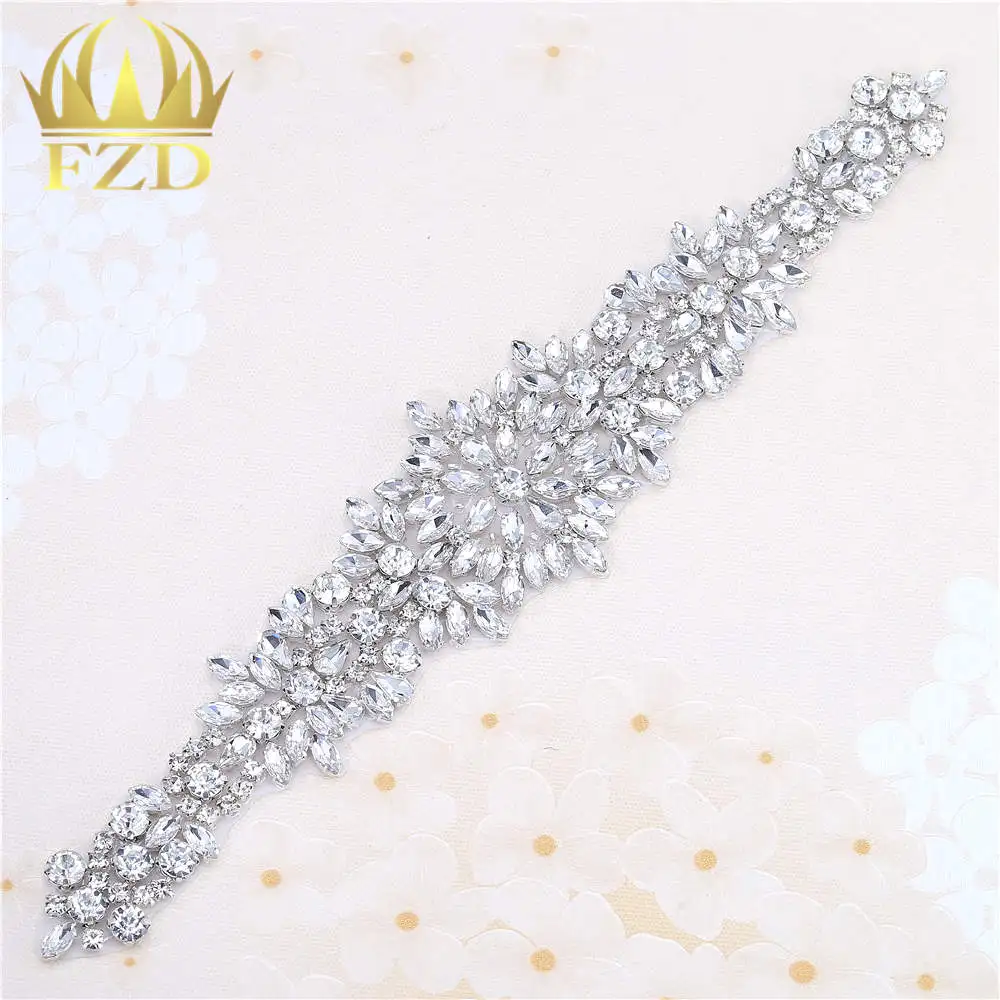 A Grade Wedding Rhinestones Bridal Applique Sew on Motif Craft Diamante Appliqu