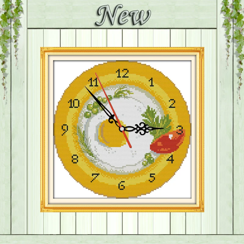 

Fruit tray clock face decor paintings counted print on canvas DMC 14CT 11CT chinese Cross Stitch Needlework Sets Embroidery kits
