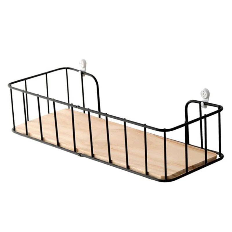 Storage Rack Metal Functional Multi-storey Wrought Iron Rack Wooden Board Storage Shelf Wrought Iron Shelf for Kitchen Bathroom